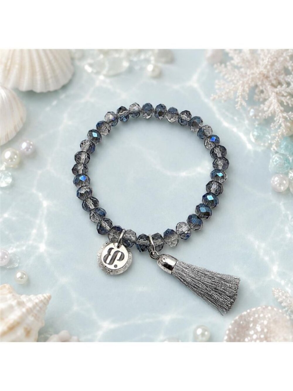 Bomb Party Stacks Silver Seas RBP4181 Blue Crystal Tassel Bracelet Summer 2021